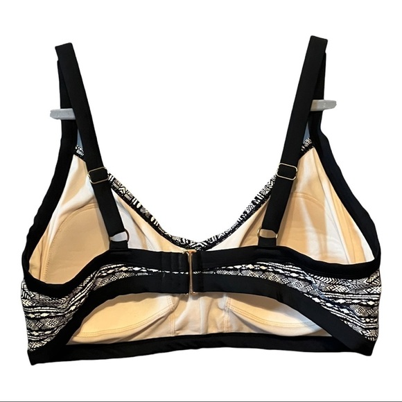 Ava & Viv 22W Bralette Swim Top Black White Plus-Size Bra W/Underwire Support - Picture 2 of 2